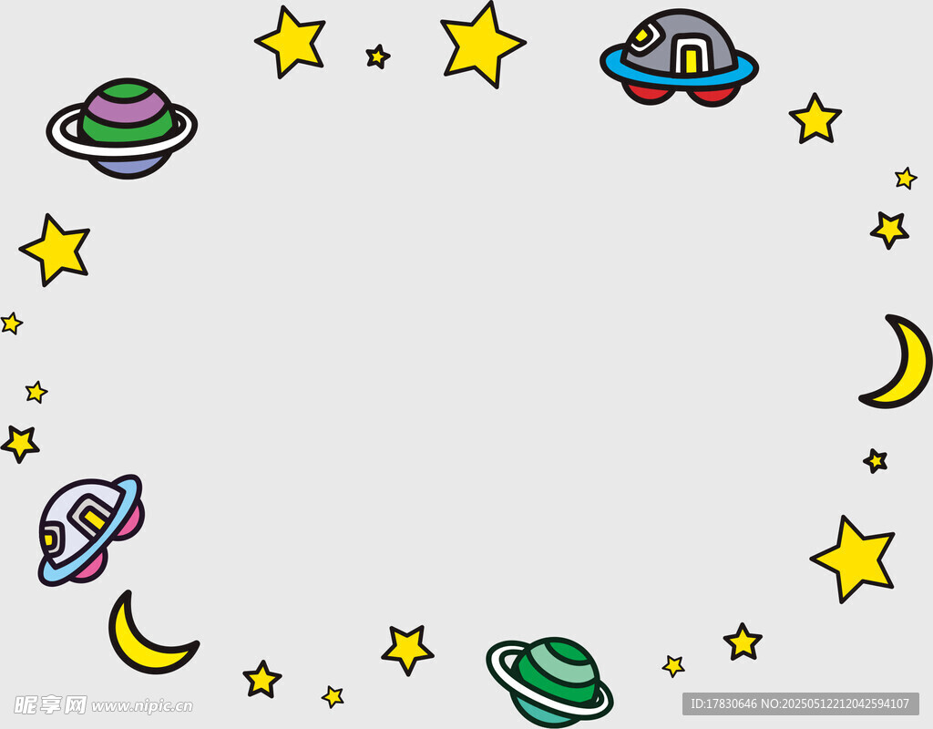 卡通宇宙元素边框图案