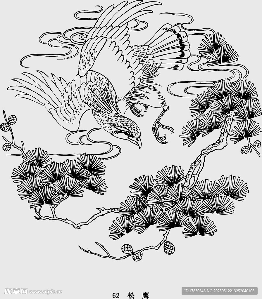 松鹤图中式传统吉祥图案