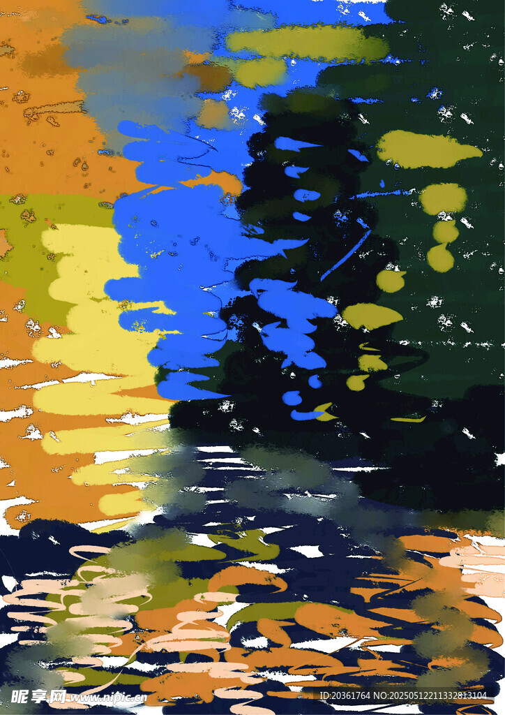 抽象多彩水景画作