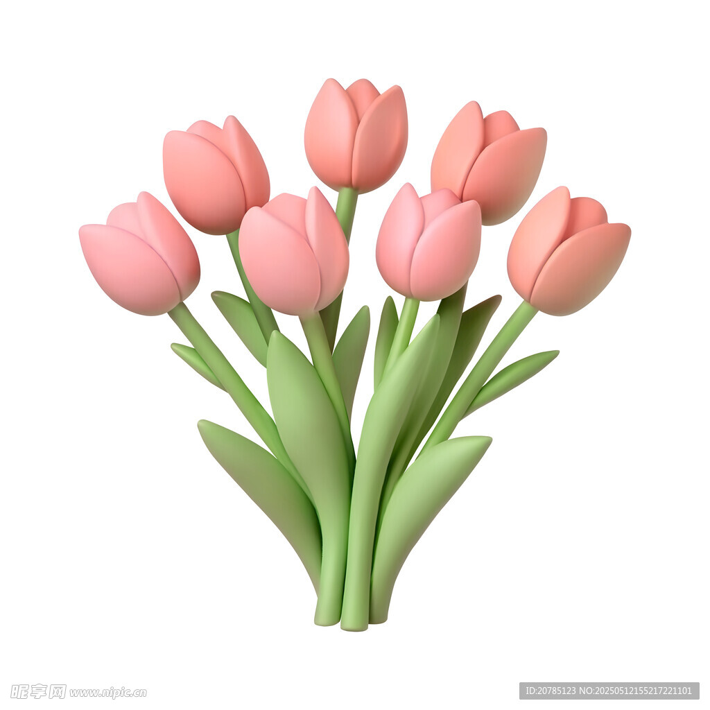 粉色3d郁金香花束