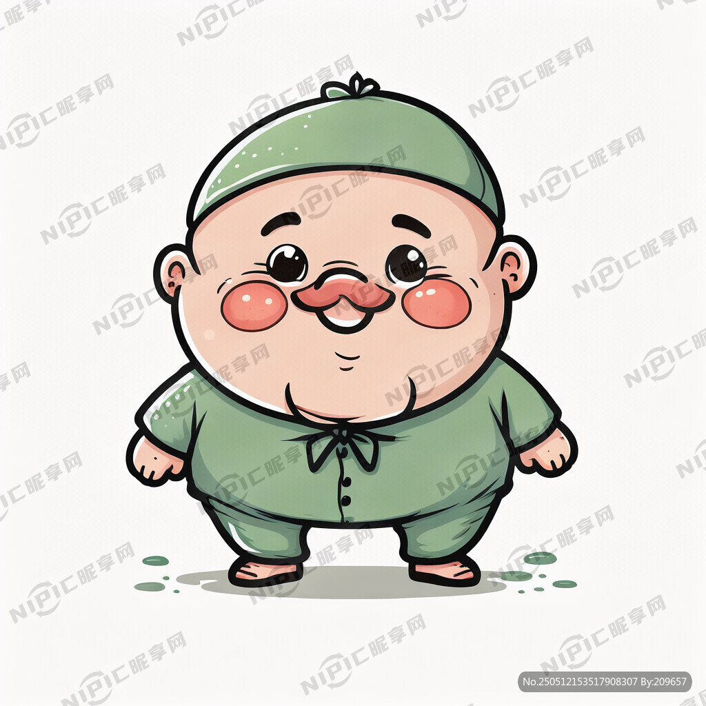 矢量卡通小胖头像