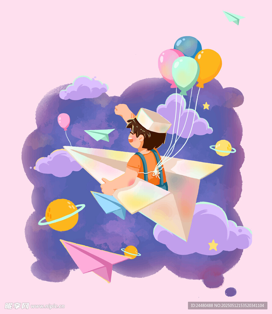 纸飞机梦幻插图