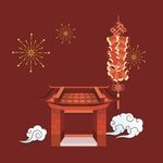 中式门楼迎新春烟花绽放