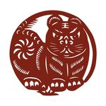 圆形老虎剪纸艺术图案