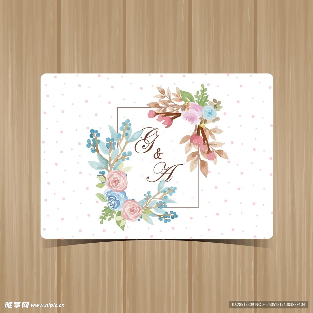 花卉装饰的字母艺术卡片
