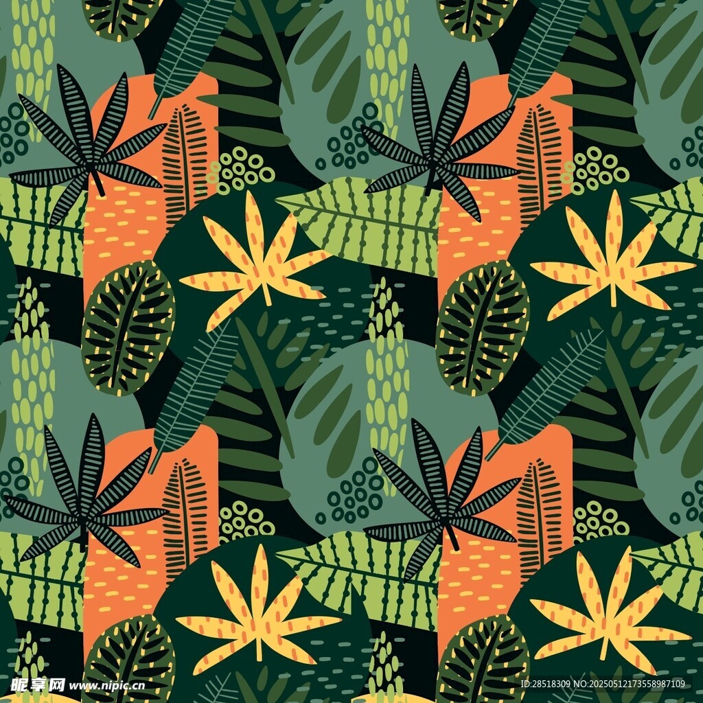 热带植物图案背景纹理