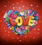 爱心形状的多彩LOVE图案