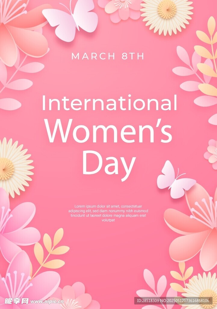 国际妇女节花卉主题海报