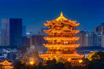 黄鹤楼夜景璀璨夺目