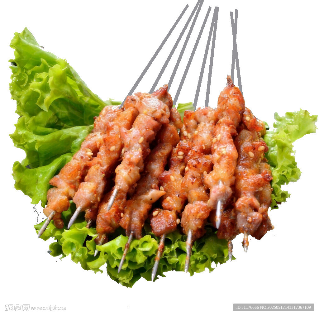 美味烤肉串 生菜相伴