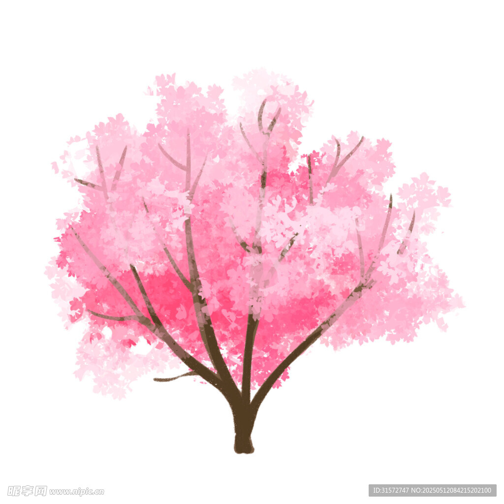 水彩樱花树