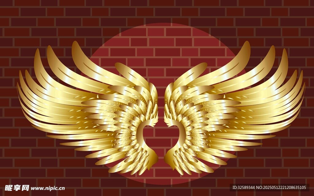 金色双翅图案设计元素