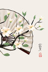 折扇上的中式花卉图案