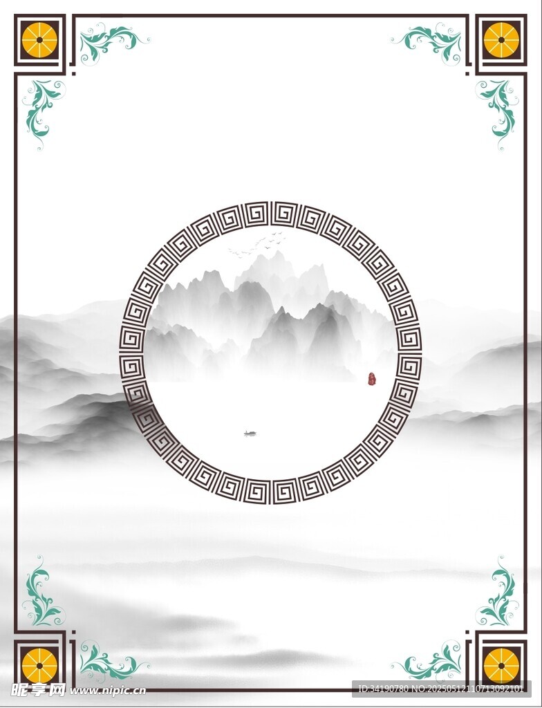中式水墨天花壁画装饰