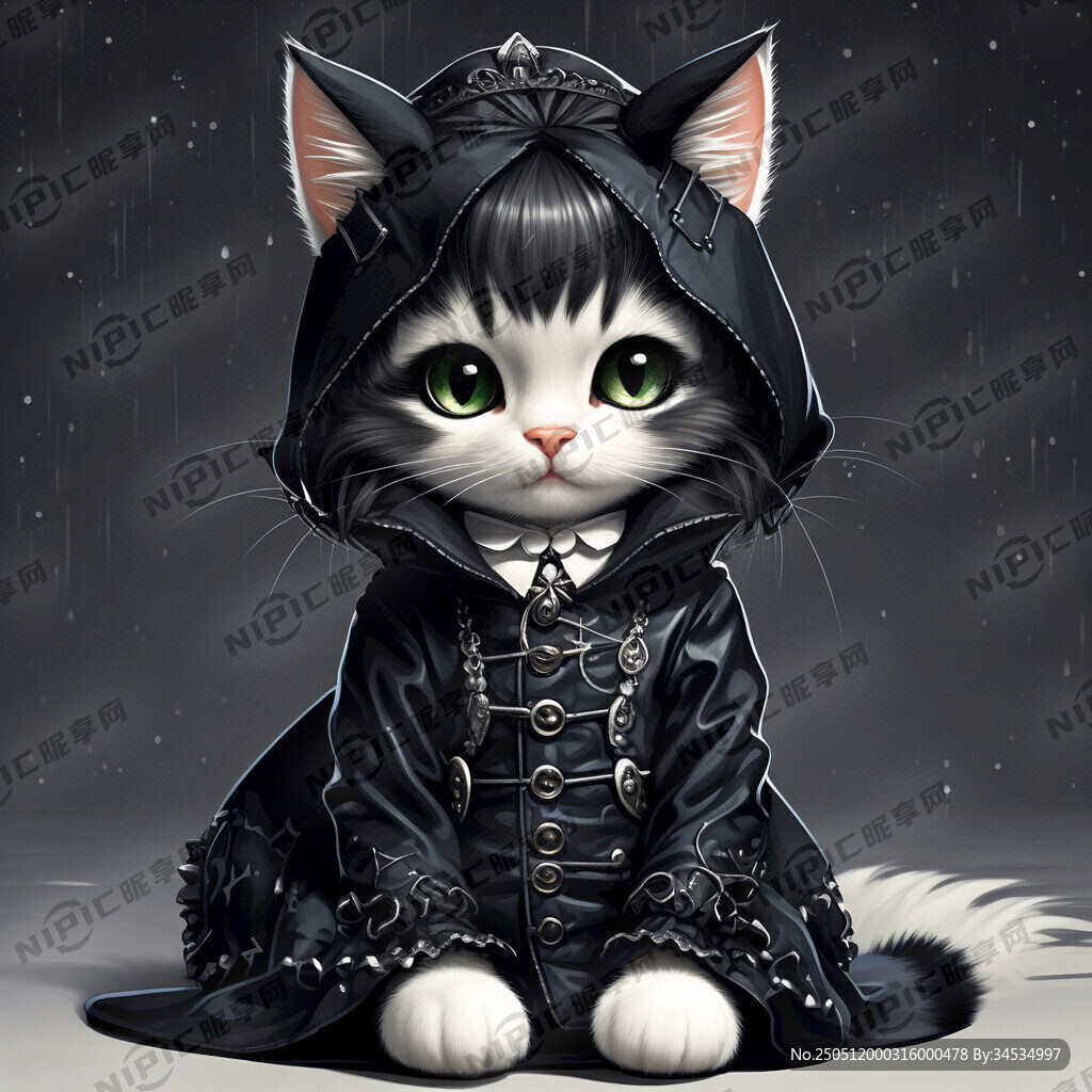 哥特衣服的猫