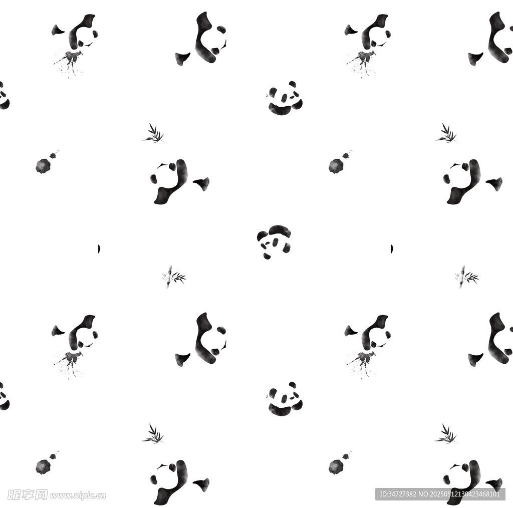 黑白简约动物熊猫图案