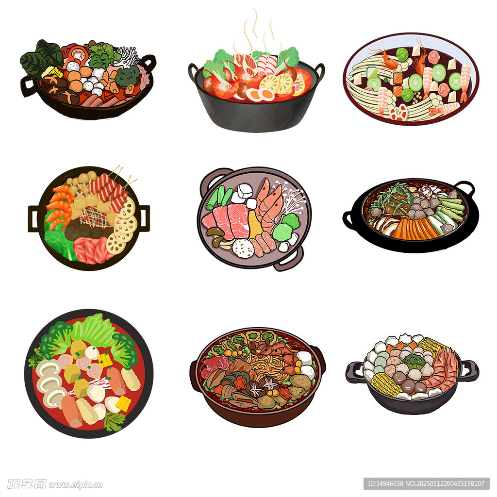 多样美味火锅菜品展示
