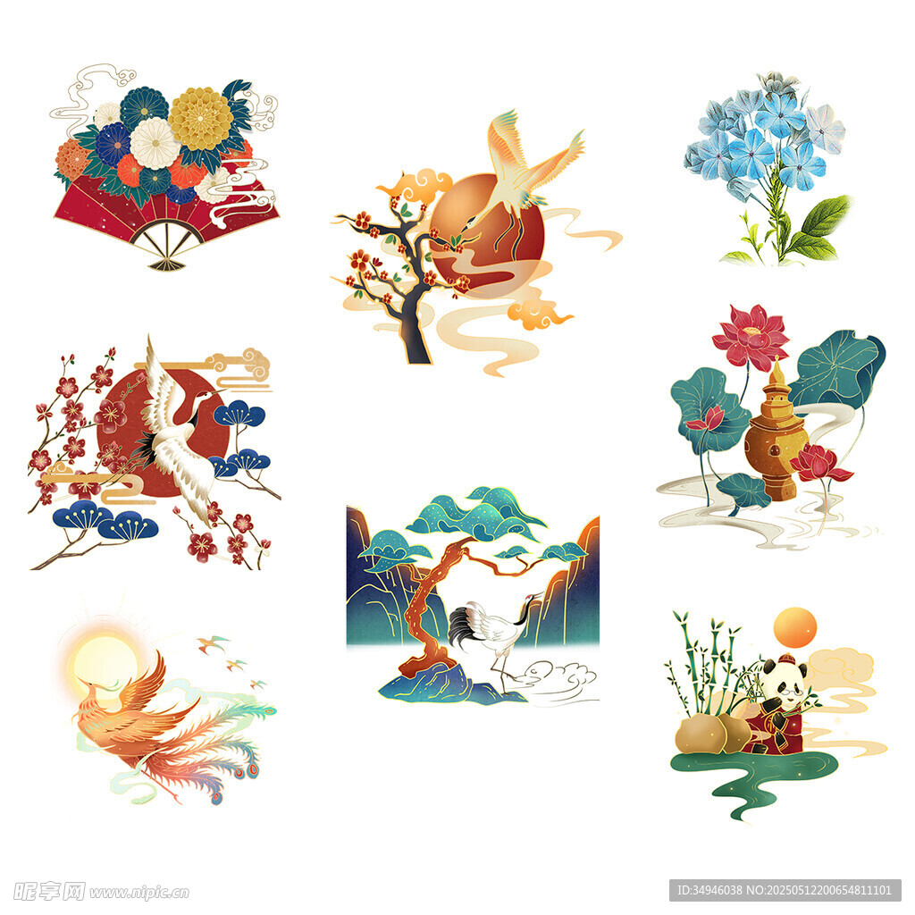 传统国风插画元素集合