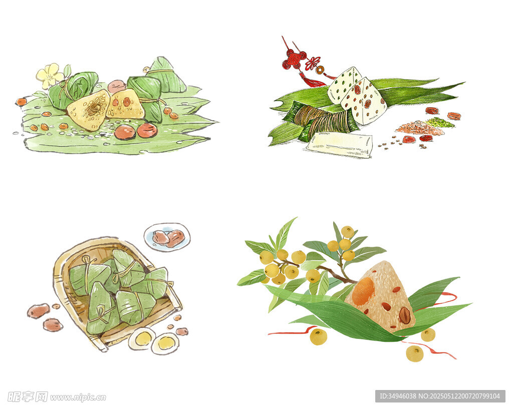 端午美食与植物插画