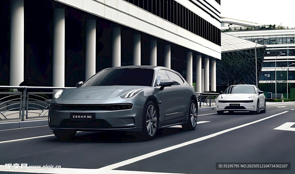道路上行驶的时尚电动汽车