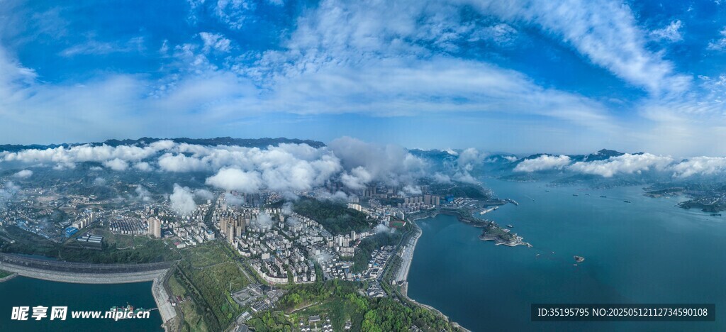 城市海滨全景风光