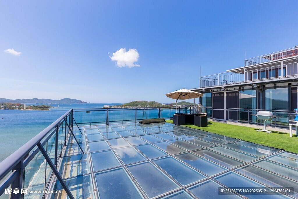 海景玻璃露台现代建筑风光