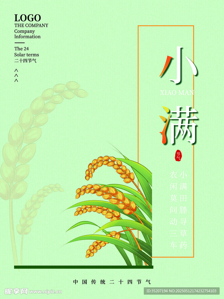 小满时节麦穗插画