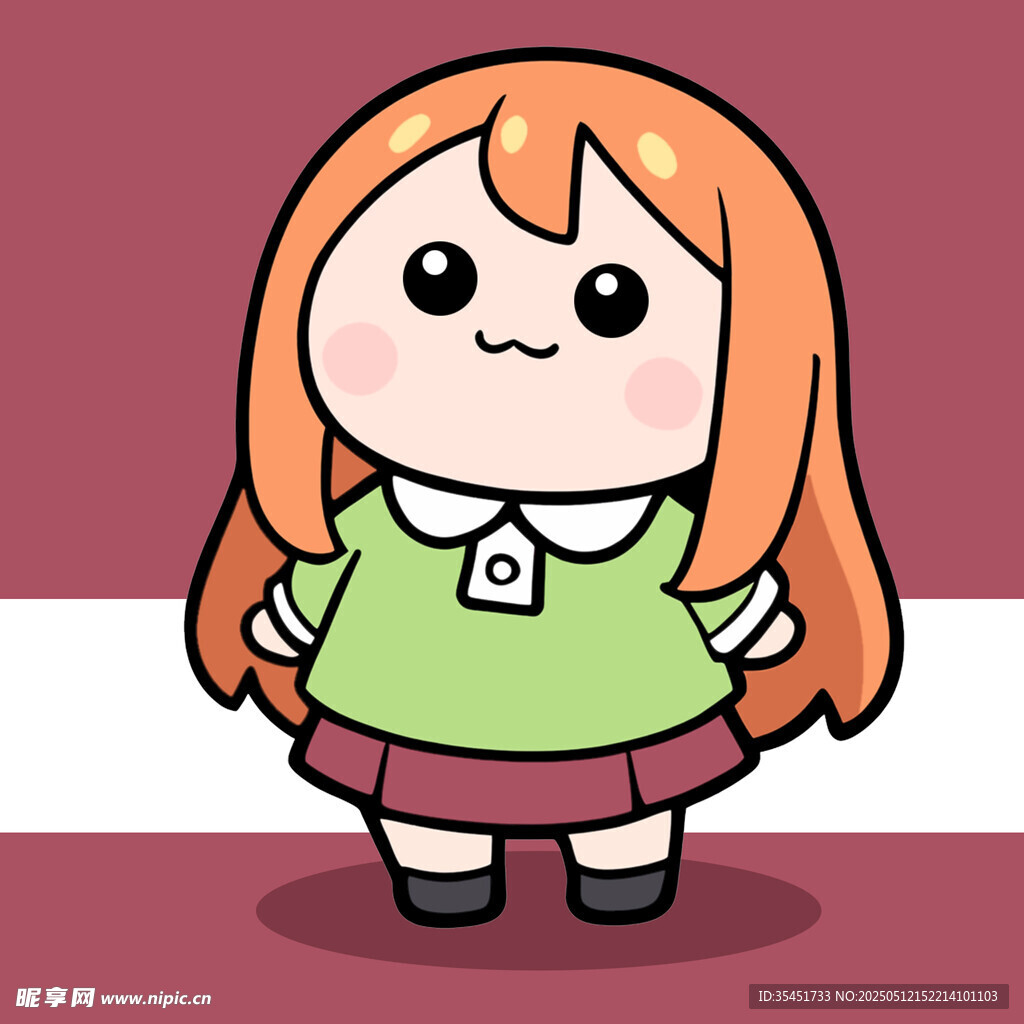 可爱红发女孩卡通形象