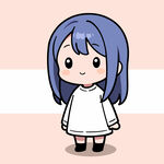 蓝发白衣卡通小女孩
