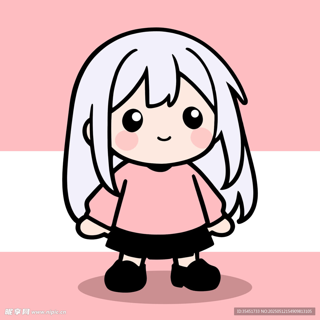 可爱长发卡通女孩形象