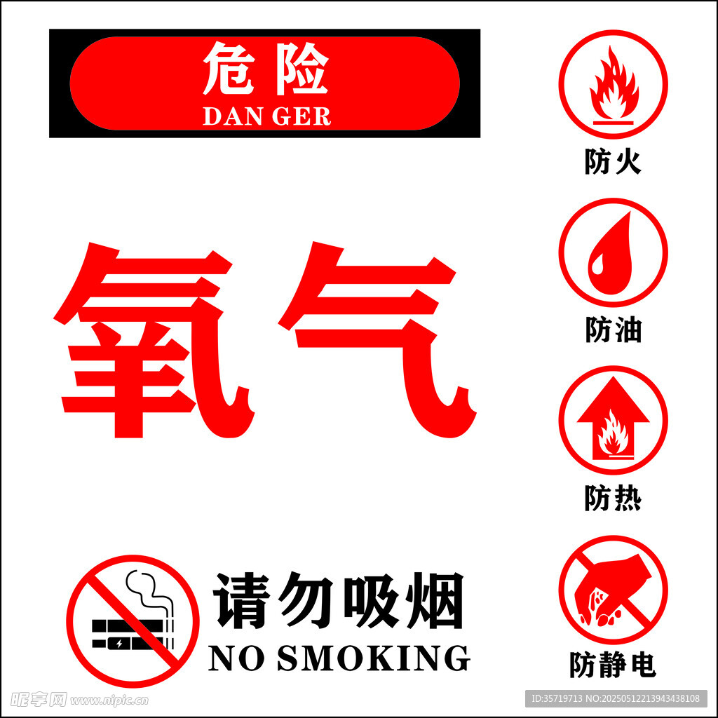 氧气区域危险警示标识