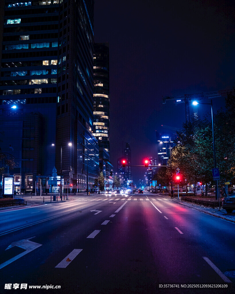 城市夜晚街道绚丽夜景