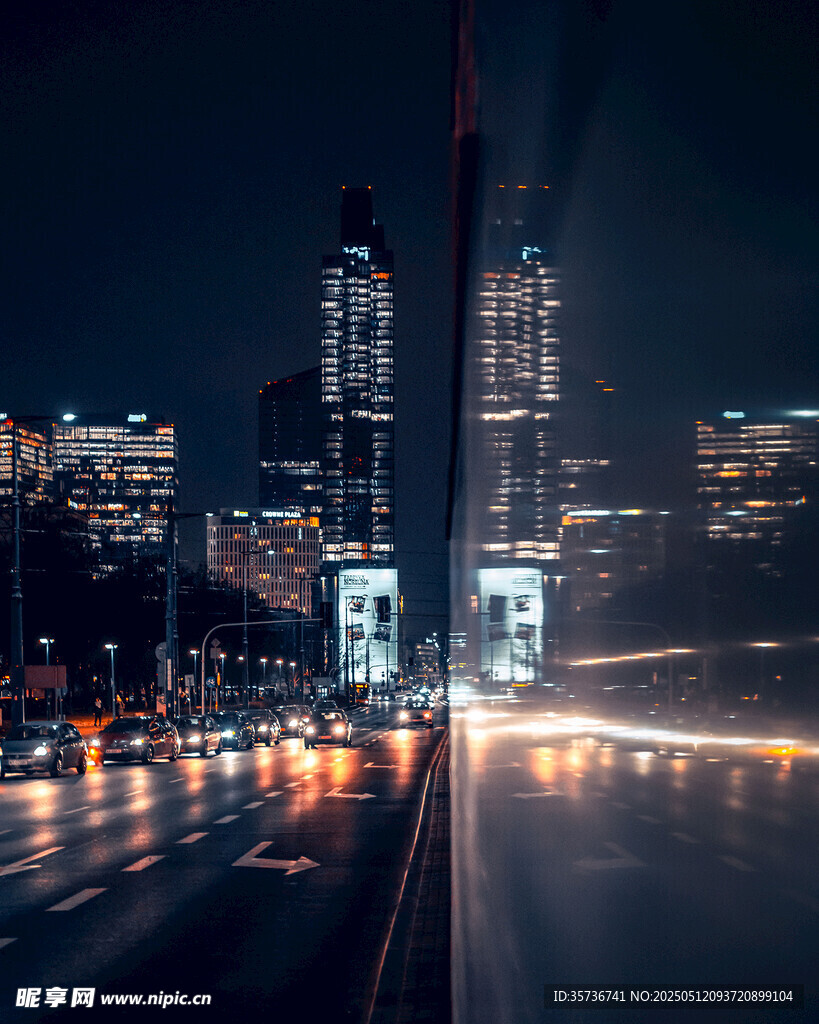 城市夜景中的车流光影