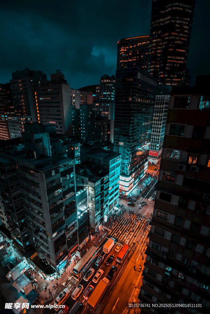都市夜景繁华车流景象