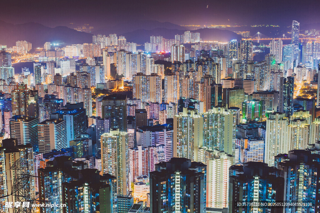 繁华都市夜景俯瞰图