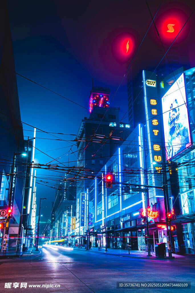 都市璀璨夜景街道画面
