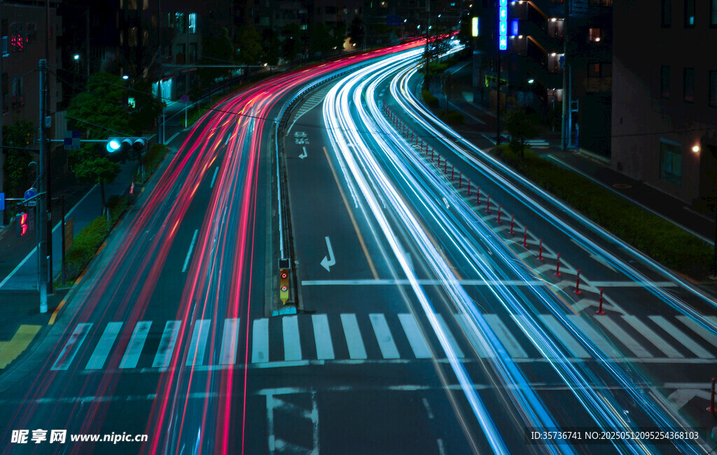 城市夜景车流光影轨迹
