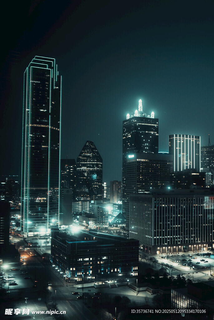 夜幕下的繁华都市景观