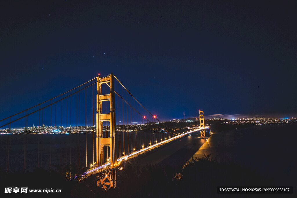 夜幕下的金门大桥美景
