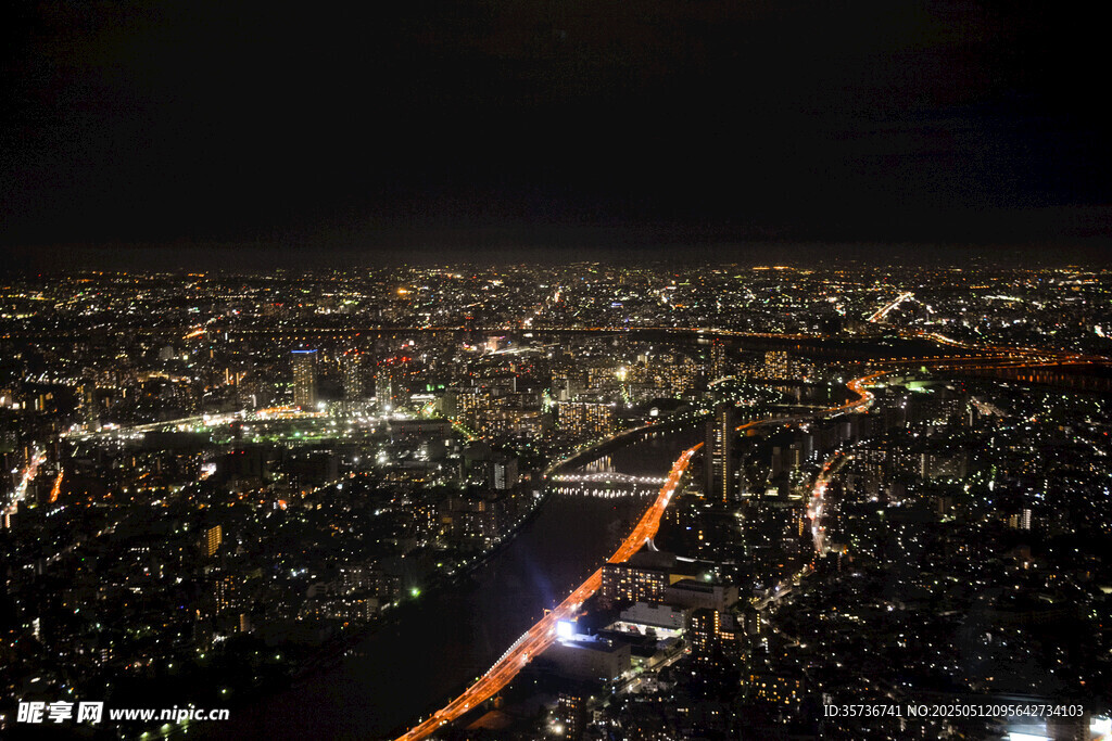 城市璀璨夜景俯瞰图