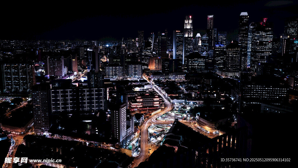 城市璀璨夜景俯瞰图