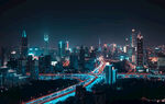 城市璀璨夜景高架桥画面