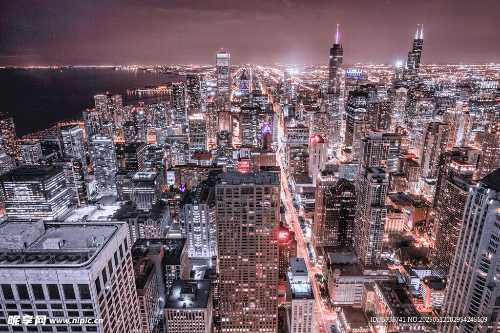 繁华都市夜景俯瞰