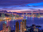 香港璀璨夜景城市天际线