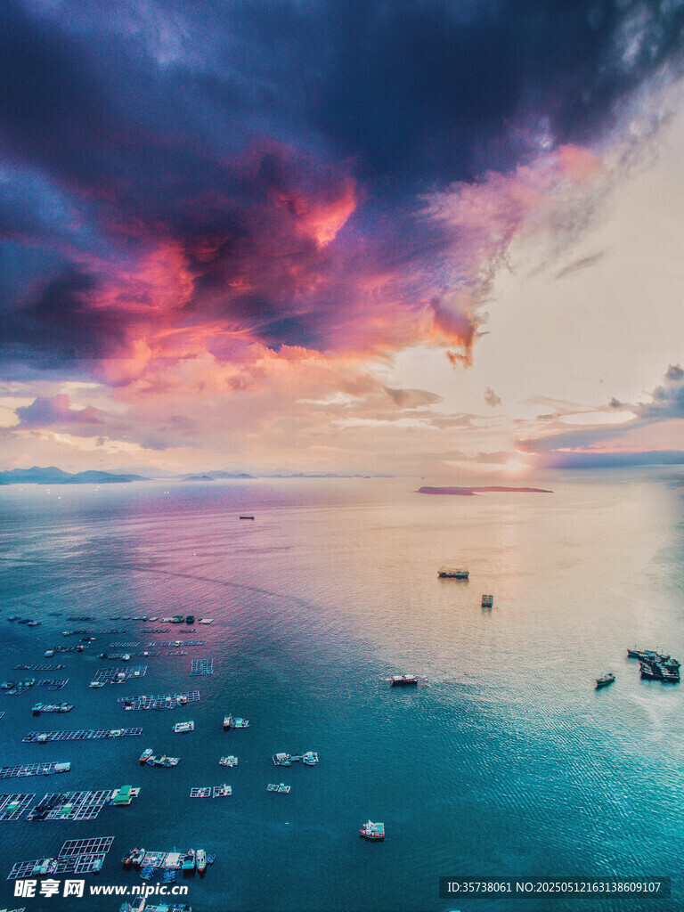 梦幻海上晚霞美景
