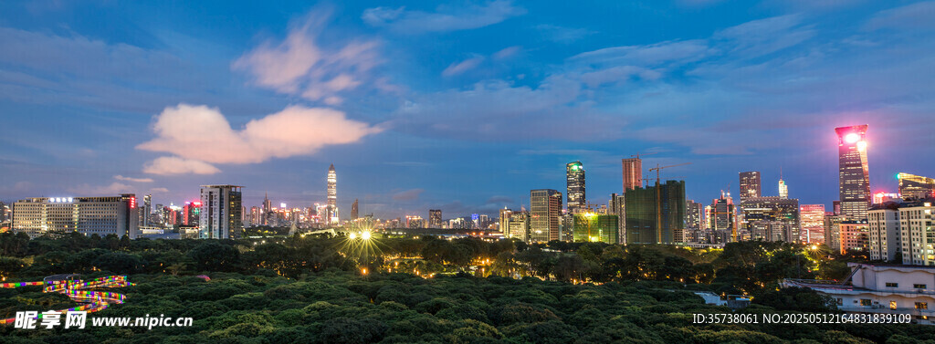 城市璀璨夜景与天际线
