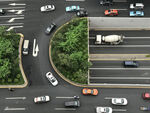 城市道路车辆行驶俯瞰图