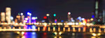 城市夜景璀璨灯光映照