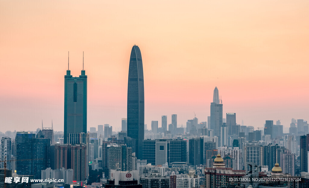 黄昏下的繁华都市天际线