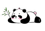 趴着的可爱熊猫吃竹子